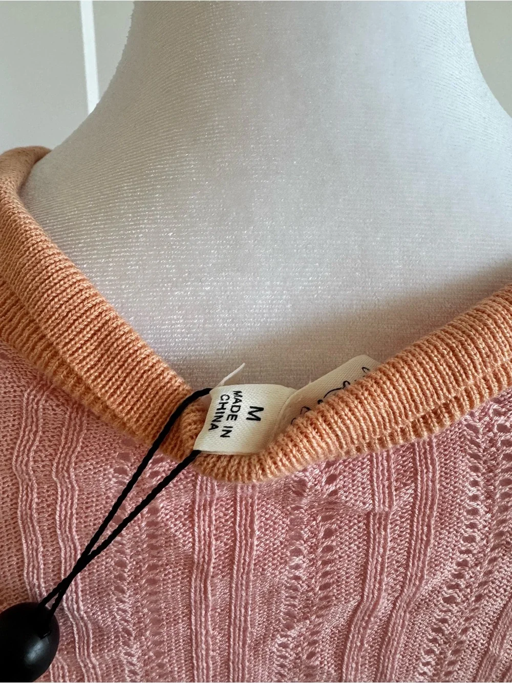 For Love and Lemons- Women's Two-Tone Pink & Orange Knit Button-Front Top